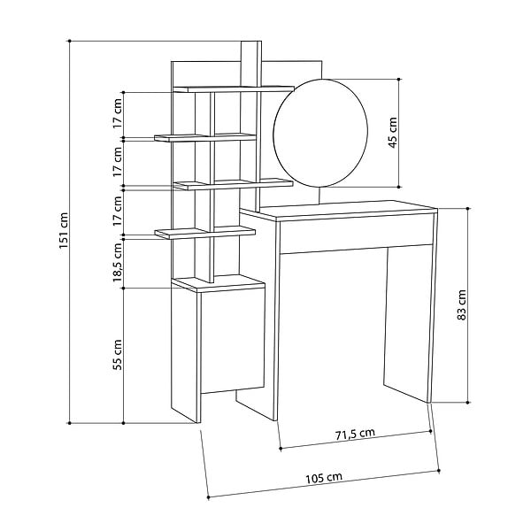 HABITAT ET JARDIN - Table de maquillage en bois "Mup" 105 x 35 x 151 cm - Blanc - large