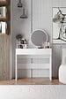 HABITAT ET JARDIN - Coiffeuse avec miroir en bois "Harmony Mini Round" - 90 x 40 x 133 cm - Blanc - vignette