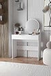 HABITAT ET JARDIN - Coiffeuse avec miroir en bois "Harmony Mini Round" - 90 x 40 x 133 cm - Blanc - vignette