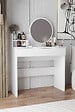 HABITAT ET JARDIN - Coiffeuse avec miroir en bois "Harmony Mini Round" - 90 x 40 x 133 cm - Blanc - vignette