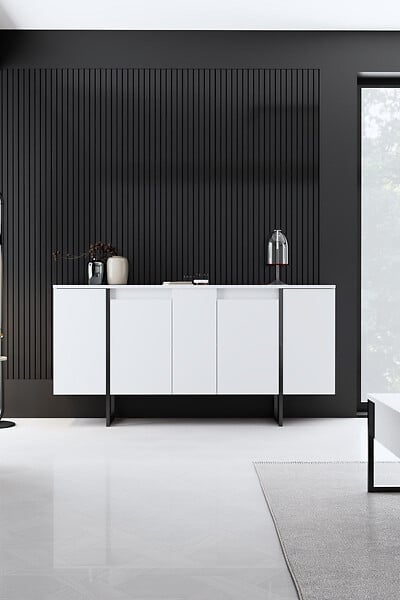 HABITAT ET JARDIN - Buffet en bois "Luxe" - 160 x 35 x 80 cm - Blanc - large