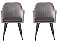 HABITAT ET JARDIN - Lot de 2 chaises "Velma" en velours avec accoudoirs - Gris - vignette