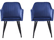 HABITAT ET JARDIN - Lot de 2 chaises "Velma" en velours avec accoudoirs - Bleu - vignette