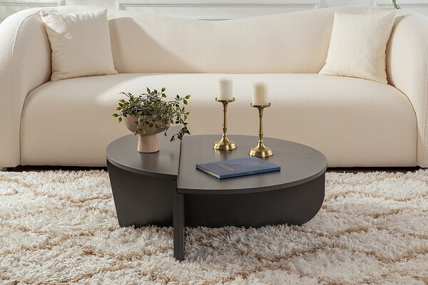 HABITAT ET JARDIN - Table basse en bois "Orion" 90 x 60 x 30 cm - Anthracite - large