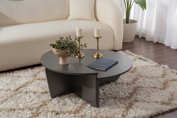HABITAT ET JARDIN - Table basse en bois "Orion" 90 x 60 x 30 cm - Anthracite - large