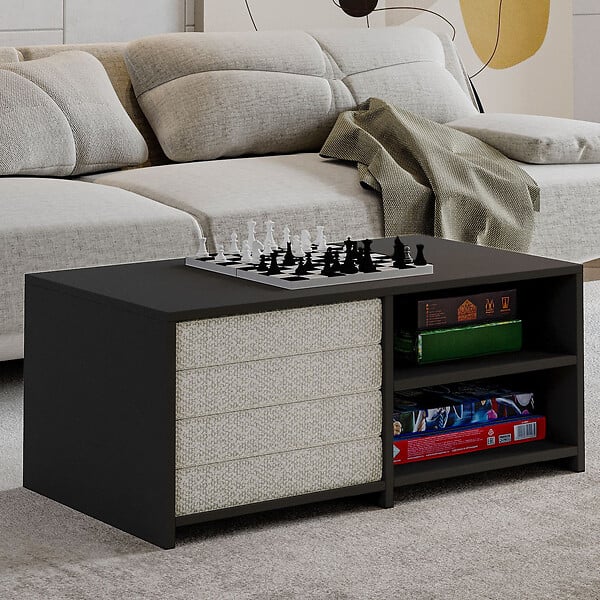 HABITAT ET JARDIN - Table basse en bois "Gord" - 90 x 45 x 44 cm - Gris anthracite - large