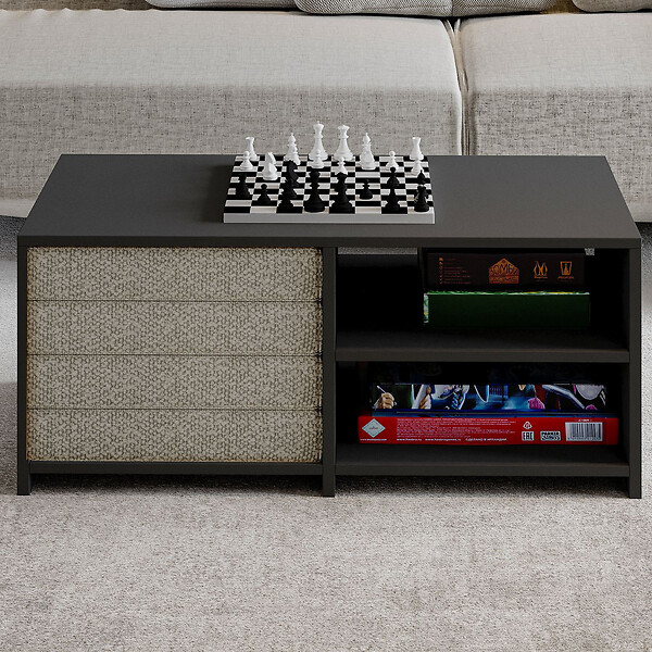 HABITAT ET JARDIN - Table basse en bois "Gord" - 90 x 45 x 44 cm - Gris anthracite - large