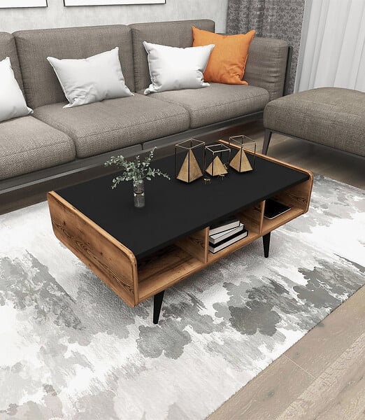 HABITAT ET JARDIN - Table basse en bois "Line " - 90 x 56 x 40 cm - Noyer clair - large