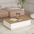 HABITAT ET JARDIN - Table basse en bois "FR14" - 90 x 60 x 28 cm - Pin atlantiqueBlanc - vignette