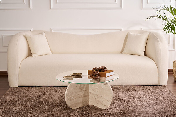 HABITAT ET JARDIN - Table basse en bois "Aeris" - 75 x 75 x 35 cm - TravertinTransparent - large