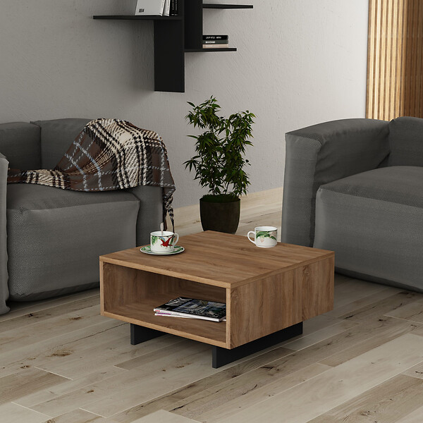 HABITAT ET JARDIN - Table basse en bois "Hola" - 60 x 60 x 32 cm - ChêneAnthracite - large