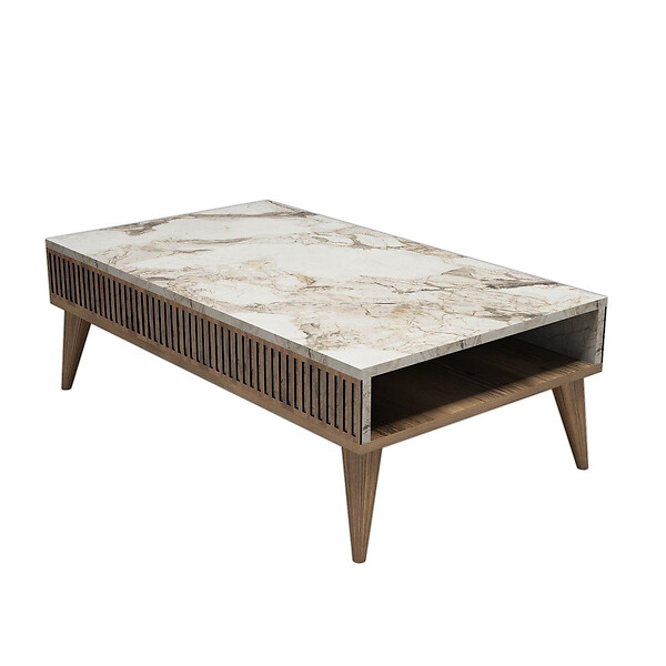 HABITAT ET JARDIN - Table basse en bois "Milan" - 105 x 60 x 34 cm - NoyerBlanc - large