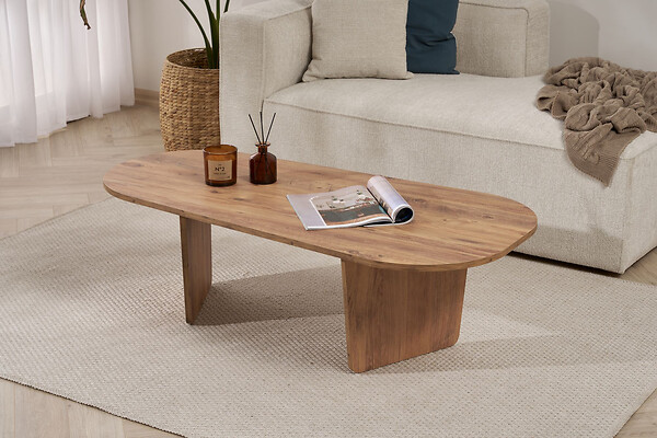 HABITAT ET JARDIN - Table basse en bois "Ovalis" - 130 x 65 x 40 cm - Pin atlantique - large