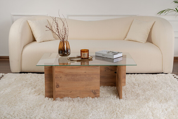 HABITAT ET JARDIN - Table basse en bois "Vetrino" - 105 x 65 x 40 cm - Pin atlantique - large
