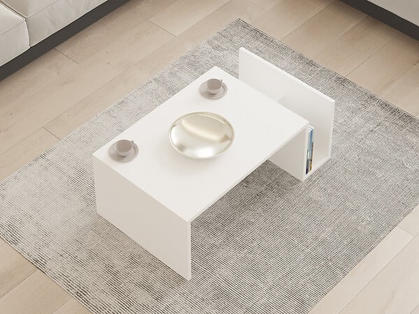 HABITAT ET JARDIN - Table basse en bois "Memo" - 86 x 50 x 32 cm - Blanc - large
