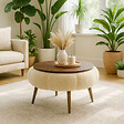 HABITAT ET JARDIN - Table basse en bois "Papatya 60" - 60 x 60 x 44 cm - Crème - vignette