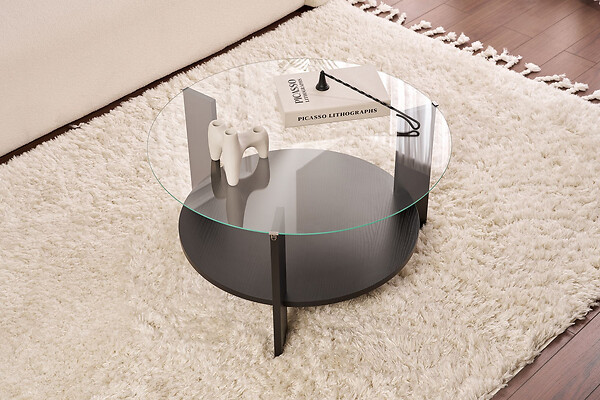 HABITAT ET JARDIN - Table basse en bois "Clara" - 75 x 75 x 40 cm - Bois NoirTransparent - large