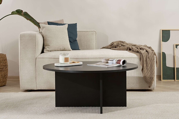 HABITAT ET JARDIN - Table basse en bois "Soleil" - 90 x 90 x 40 cm - Bois Noir - large