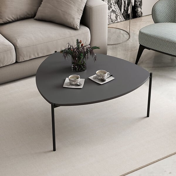 HABITAT ET JARDIN - Table basse en bois "Lenny" - 90 x 89 x 40 cm - Gris anthracite - large