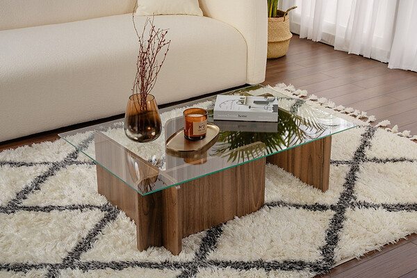 HABITAT ET JARDIN - Table basse en bois "Flavio" - 105 x 65 x 30 cm - Noyer - large