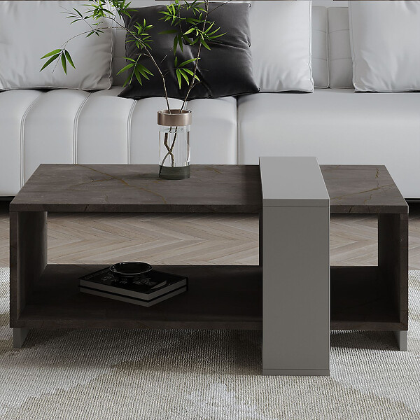 HABITAT ET JARDIN - Table basse en bois "Meleni" - 90 x 49 x 40 cm - Gris - large