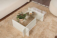 HABITAT ET JARDIN - Table basse en verre "Flavio" 105 x 65 x 30 cm - Bois blanc - vignette
