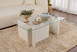 HABITAT ET JARDIN - Table basse en verre "Vetrino" 105 x 65 x 40 cm - Bois blanc - vignette
