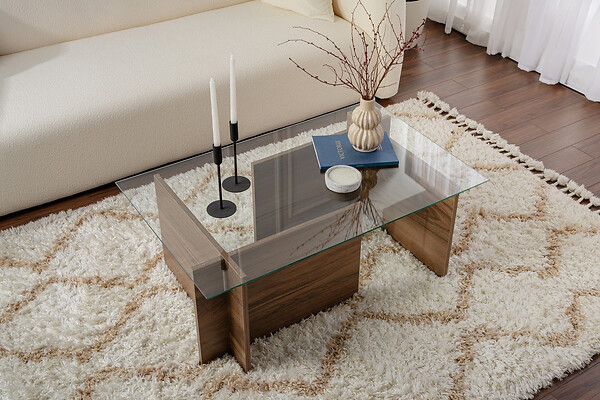 HABITAT ET JARDIN - Table basse en bois "Vetrino" - 105 x 65 x 40 cm - Noyer - large