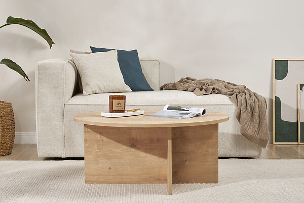 HABITAT ET JARDIN - Table basse en bois "Soleil" - 90 x 90 x 40 cm - Chêne Saphir - large