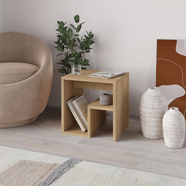 HABITAT ET JARDIN - table d'appoint en bois "Bon" 40 x 35 x 40 cm - Chêne saphir - large