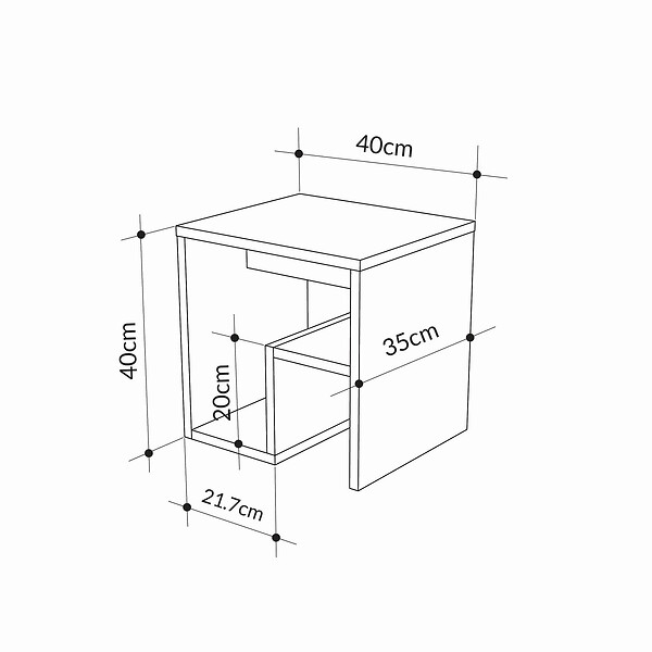 HABITAT ET JARDIN - table d'appoint en bois "Bon" 40 x 35 x 40 cm - Chêne saphir - large