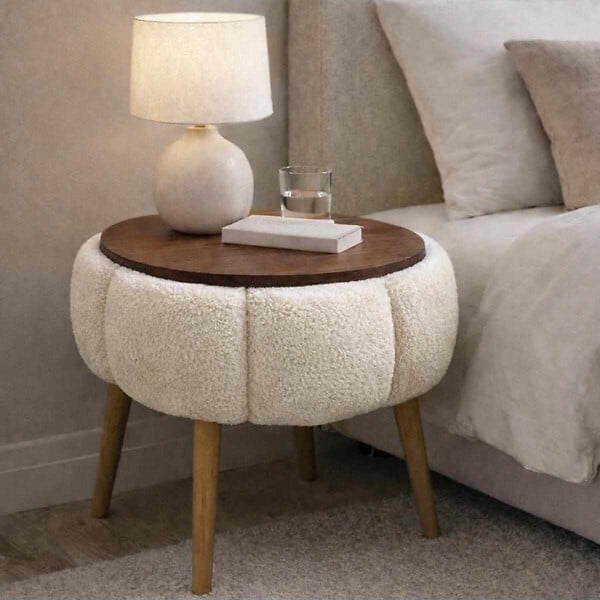 HABITAT ET JARDIN - Table d'appoint en bois "Papatya" - 45 x 45 x 44 cm - Crème - large