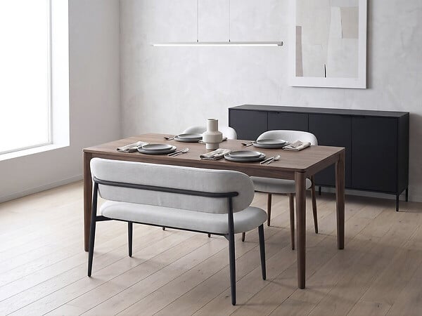 HABITAT ET JARDIN - Banc de salle à manger en tissu - 110 cm - "Sélène" - 3 places - Gris clair et Noir - large