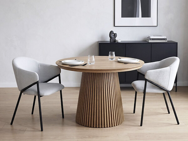 HABITAT ET JARDIN - Lot de 2 chaises de salle à manger en tissu et métal "Auralis" - Gris clair - large