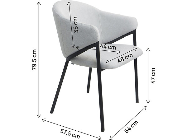 HABITAT ET JARDIN - Lot de 2 chaises de salle à manger en tissu et métal "Auralis" - Gris clair - large