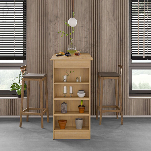 HABITAT ET JARDIN - Table de bar en bois "Swallow" 117 x 54 x 101,8 cm - Chêne saphir - large