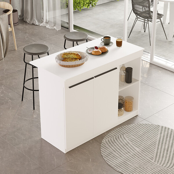 HABITAT ET JARDIN - Table de cuisine en bois "Orlando" - 120 x 60 x 88 cm - Blanc - large