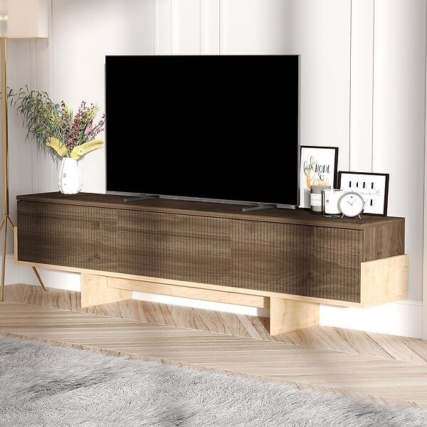 HABITAT ET JARDIN - Meuble TV en bois "Hege" - 180 x 30 x 44 cm - Marron - large