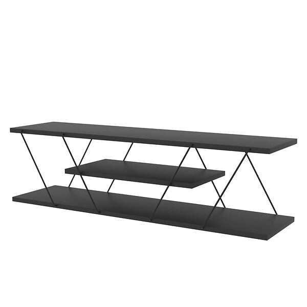 HABITAT ET JARDIN - Meuble TV en bois "April" - 120 x 30 x 33 cm - Gris anthracite - large