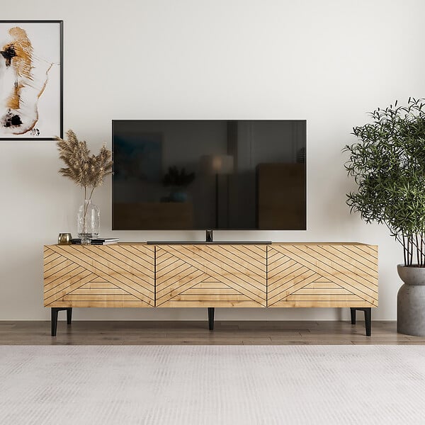 HABITAT ET JARDIN - Meuble TV en bois "Felix" 160 x 31,4 x 44,1 cm - Chêne saphir - large