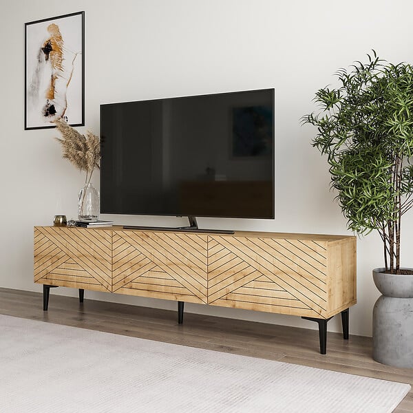 HABITAT ET JARDIN - Meuble TV en bois "Felix" 160 x 31,4 x 44,1 cm - Chêne saphir - large