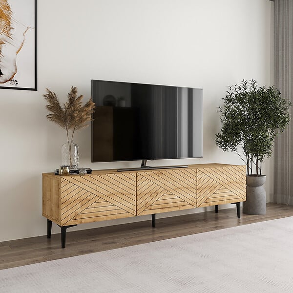 HABITAT ET JARDIN - Meuble TV en bois "Felix" 160 x 31,4 x 44,1 cm - Chêne saphir - large