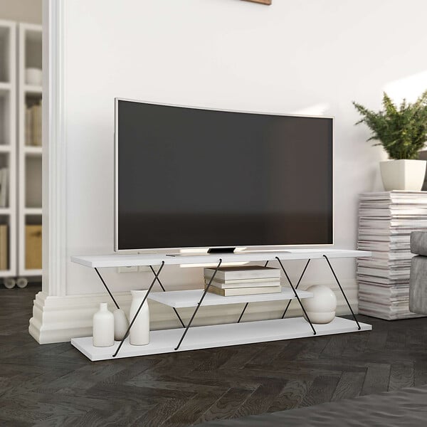 HABITAT ET JARDIN - Meuble TV en bois "April" - 120 x 30 x 33 cm - Blanc - large
