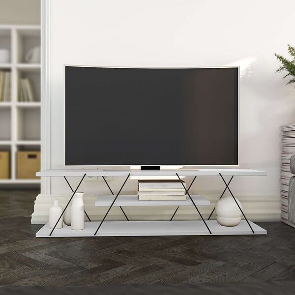HABITAT ET JARDIN - Meuble TV en bois "April" - 120 x 30 x 33 cm - Blanc - large