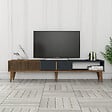 HABITAT ET JARDIN - Meuble TV en bois "Milan" - 180 x 35 x 40 cm - Noyer, Anthracite - vignette