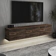 HABITAT ET JARDIN - Meuble TV suspendu en bois avec éclairage LED "Neon" - 160 x 32 x 35 cm - Marron - vignette