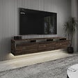 HABITAT ET JARDIN - Meuble TV suspendu en bois avec éclairage LED "Neon" - 160 x 32 x 35 cm - Marron - vignette