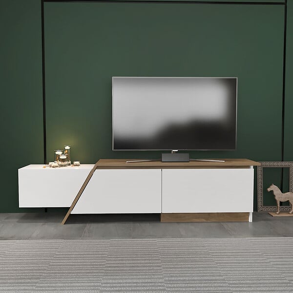 HABITAT ET JARDIN - Meuble TV en bois "Zonas" - 180 x 35 x 28 cm - Blanc - large