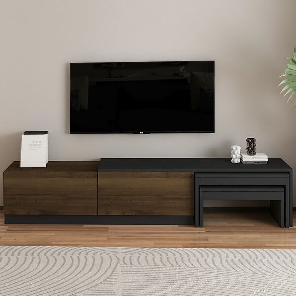 HABITAT ET JARDIN - Meuble TV en bois "Nest" - 180 x 30 x 36 cm - Marron - large