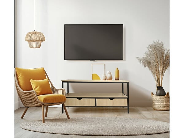 HABITAT ET JARDIN - Meuble TV avec tiroir style industriel "Detroit" - 113 x 40 x 55 cm - Beige - large